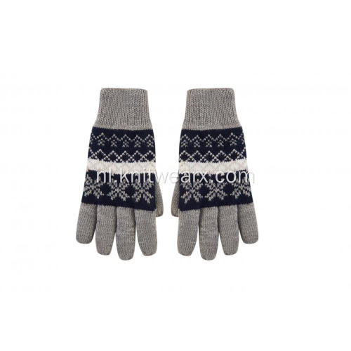 Gebreide handschoenen met sneeuwvlokjacquardprint en lange vingers voor jongens